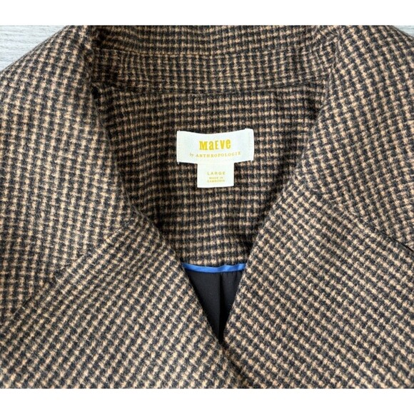 Maeve Anthropologie Plaid Double Breasted Peacoat Size L Oversized Lined - Picture 2 of 6